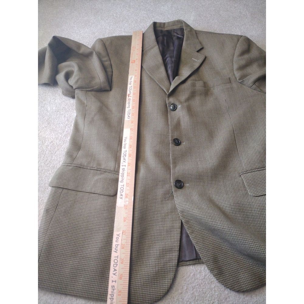 Yves Saint Laurent Jacket Blazer Men‎ 44R Brown Black 3 Button Double Vent Wool - Picture 5 of 9